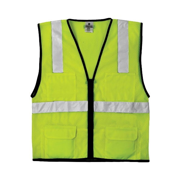 VEST, ECONOMY, 6-POCKET,MESH, LIME, S/M - Protective Clothing